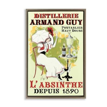 Imagem de Stupell Industries Design de arte de parede em tela flutuante marrom vintage French Distillery por Jean-Pierre Got, 21 x 31