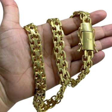 Imagem de Corrente 15mm Cadeado Duplo Fecho 750 Banhado A Ouro 18K - ToJoia18k