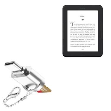 Imagem de BoxWave Adaptador compatível com Barnes & Noble Nook GlowLight 4 - minileitor de cartão micro SD, leitor USB tipo-C OTG USB 3.0 chaveiro adaptador - prata metálico