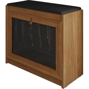 Imagem de Sapateira Banco Classic Retrô Para Hall De Entrada Quarto Madeira Maciça freíjo moderna oferta de madeira (preto)