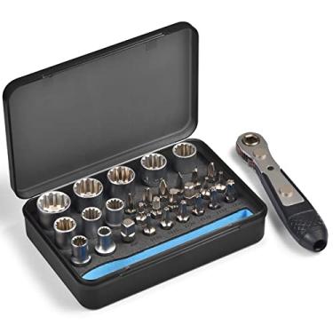 Imagem de GreaTalent Conjunto de pontas de chave de fenda S2 com pontas sextavadas de 6,35 mm, soquetes, engrenagem de 36 dentes, suporte de brocas magnético, cabo de acionamento de 90 graus