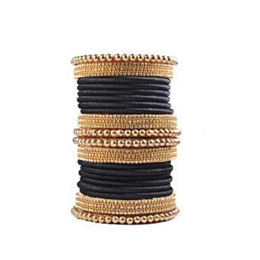 Imagem de CRAFT LOVE Conjunto de pulseiras de fio de seda com contas de strass, conjunto de pulseiras Dori de seda feitas à mão para mulheres e meninas, 2.4, Seda Strass, Strass