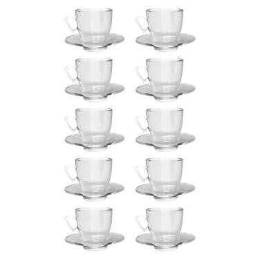Imagem de Jogo 10 Xícaras Chá C/ Pires 220mL Mesa Posta Transparente - TODO DIA