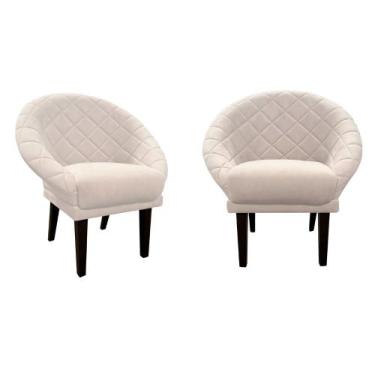 Imagem de Kit 2 Cadeiras Sala de Estar Liz Veludo Marfim - Mansão Decor