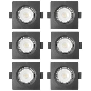 Imagem de Kit 6 Spot De Led Embutir Slim Mr16 Quadrado 6w Preto Bivolt 6500k Fri