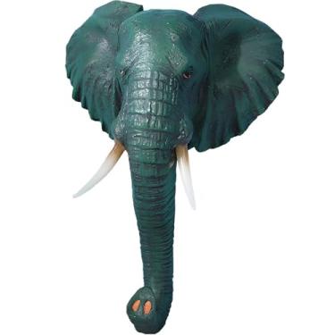 Imagem de Gancho de parede decorativo de cabeça de animal americano vintage - Suporte único de resina para chapéus, roupas, chaves, toalhas e mais (elefante)