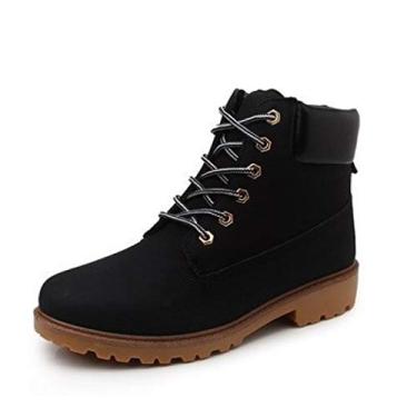 Imagem de Bigfanshu Botas femininas até o meio da panturrilha sapatos rasos femininos tamanho masculino outono e inverno bota europeia e americana bota leve na altura do joelho, Preto, 11
