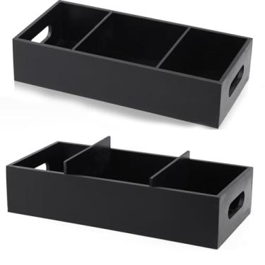 Imagem de Cesta de banheiro de madeira de 35,5 cm com 3 comparações, cesta de papel higiênico de madeira com divisórias removíveis e organizador de armazenamento de alça para parte de trás do vaso sanitário