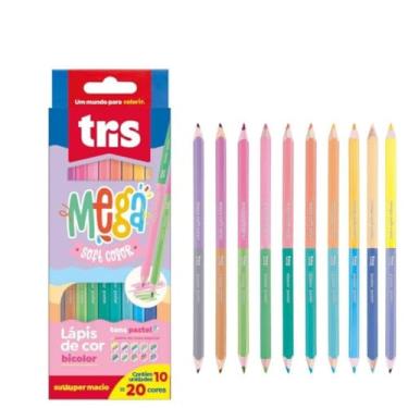 Imagem de Lápis De Cor Bicolor 20 Cores Mega Soft Color - 10 unidades Bicolor - Lápis de Colorir.