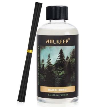 Imagem de Airkeep Refil de óleo difusor de palheta com bastões difusores, 200 ml de óleos perfumados de floresta negra, aromaterapia, fragrância doméstica e ambientador, decoração de escritório, decoração