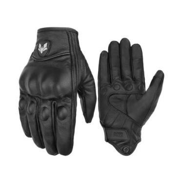 Imagem de Luvas de Motocicleta de Couro Vintage Masculinas - Resistentes e com T
