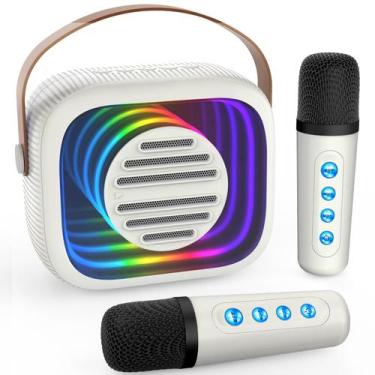 Imagem de Máquina de karaokê OkeyFunz Portable Mini com 2 microfones sem fio
