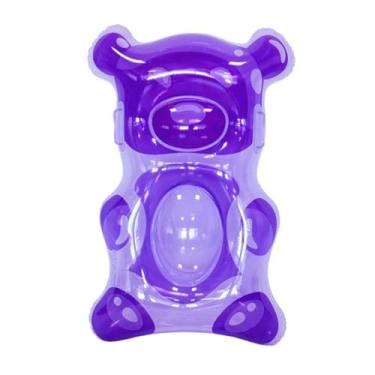 Imagem de oshhni Boia inflável em formato de ursinho de goma para piscina, brinquedo leve para água, inflável divertida para festas e férias de verão, Roxo