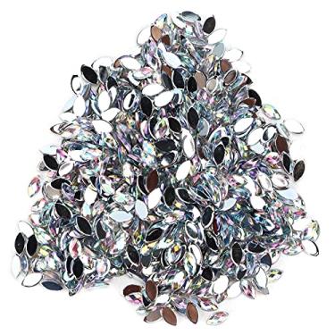 Imagem de 1000 peças strass em forma de olho de cavalo com parte traseira plana faça você mesmo contas de cristais de vidro para decoração artesanal acessórios de roupas resina plástica (01 AB branco)