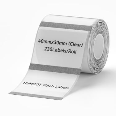 Imagem de NIIMBOT Etiquetas para etiquetadora B1/B21/B3S, 40 x 30 mm (1,57" x 1,18") 230 fitas/rolo, fita de etiqueta térmica, impermeável, à prova de óleo para substituição de fita de rotulagem de pequenas