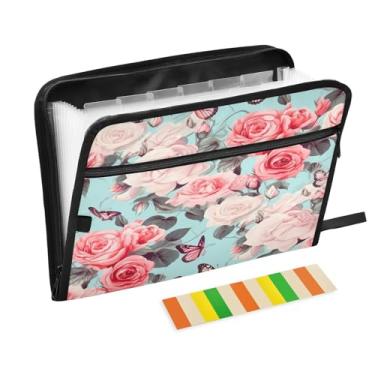 Imagem de Wassud Pasta organizadora de arquivos de papel A4 com estampa de acordeão, com etiquetas, pasta de arquivos expansível, 13 bolsos