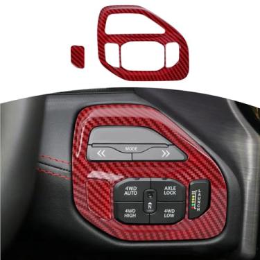 Imagem de JOSHELA Capa para painel de controle RAM TRX 4WD compatível com RAM TRX 2018-Present Red Carbon Fiber Interior Accessories 2pcs