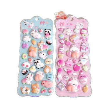 Imagem de Adesivos 3D De Coelho Fofo Em Pêssego, 2 Peças, Decalques Squishy Para