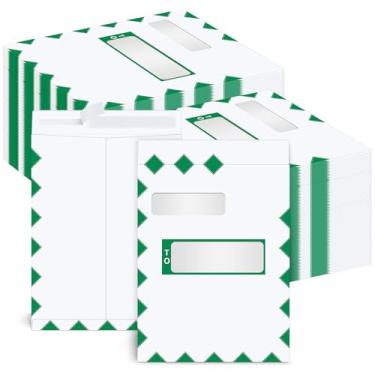Imagem de Humyoun Envelopes de janela dupla, 100 peças, 24 x 29 cm, organizador de impostos, envelope de devolução de imposto de renda, autoadesivo para escritório, negócios, documentos jurídicos