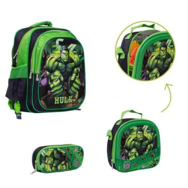 Imagem de Kit Mochila Infantil Hulk Costas Alto Relevo Envio Imediato - Toys 2U