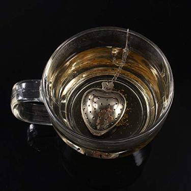Imagem de Infusor de Chá Solto Aço Inoxidável Coador Folhas Difusor para Ervas Especiarias Grãos Café Sopa Temperos com Cadeia em Forma Coração Ferramenta Bonit