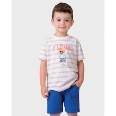 Imagem de Conjunto camiseta urso bermuda moletinho verão estiloso - Vermelho e Verde - Menino 1 a 4 anos-Masculino