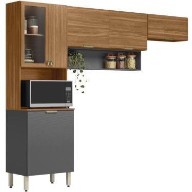 Imagem de Cozinha Modulada 3 Pecas 250 Cm Mdp Alba Amendola Grafito Prime Demobile Amendola Grafito Prime