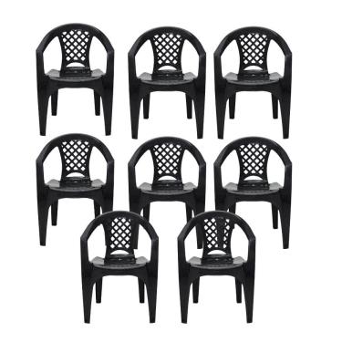 Imagem de Kit 8 Cadeiras Tramontina Iguape Polipropileno Empilháveis Preto