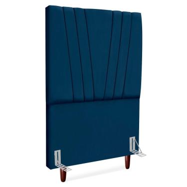 Imagem de Cabeceira Solteiro 100 Cm Com Frame Belgica Suede Azul Marinho Artte Azul Marinho