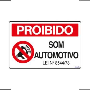 Imagem de Placa De Sinalização Proibido Som Automotivo 30x20 Ekomunike - S-233/1