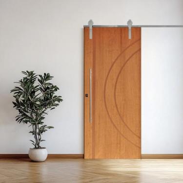Imagem de Porta Correr 10 Trilhos Soft Aparente Puxador Tubo 80cm 92x210cm Conce