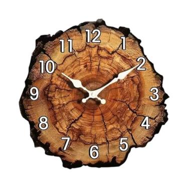 Imagem de Kuntesetty Relógio de parede de madeira, estilo clássico, com mecanismo silencioso, ideal para cafeterias, salas de estar e bares, 20cm