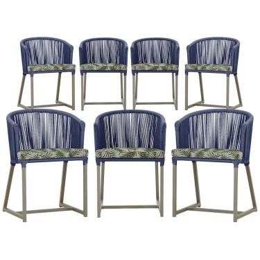 Imagem de 7 Cadeiras De Jantar área Noronha Fendi E5 Trama  Azul