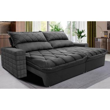 Imagem de Sofá Retrátil E Reclinável 2,95m Molas Ensacadas Cama Inbox Elegance Com Thermogel Velusoft Cinza