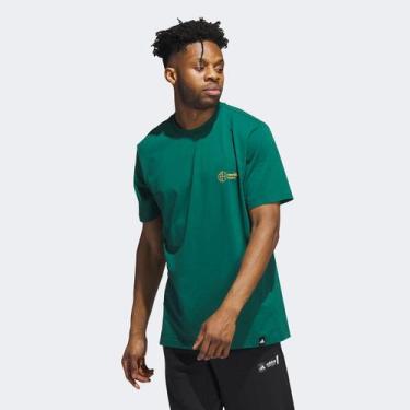 Imagem de Camiseta Adidas World Wide Hoops Hbr Masculina, Verde, P