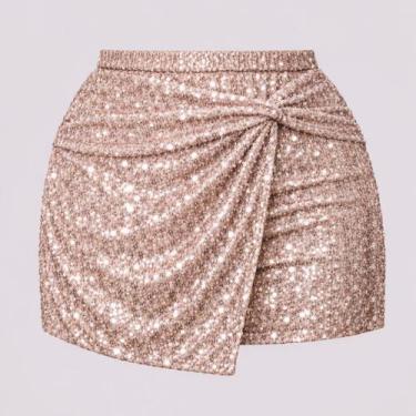 Imagem de Short Saia de Paete Brilhante Plus Size G1 ao G8 Cos Alto Luxo Elegant