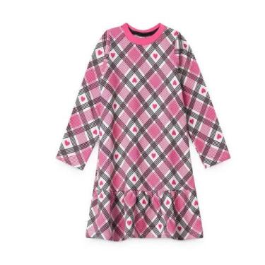 Imagem de Vestido Quadriculado Flanelado Feminino Infantil Confortável e estilos