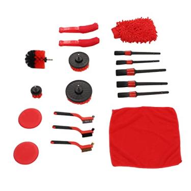 Imagem de Kit de escova de detalhamento de carro, ferramenta de limpeza de carro, luvas de microfibra anti-riscos, limpeza profunda para lavagem de interiores e exteriores