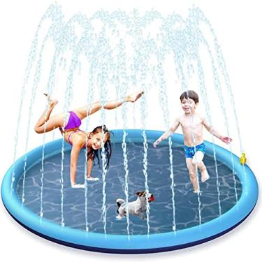 Imagem de Almofada de sprinkler para cães e crianças PVC Splash Pad - Para crianças, mais de 3 brinquedos aquáticos para o jardim inflável ao ar livre de verão Mat (azul)