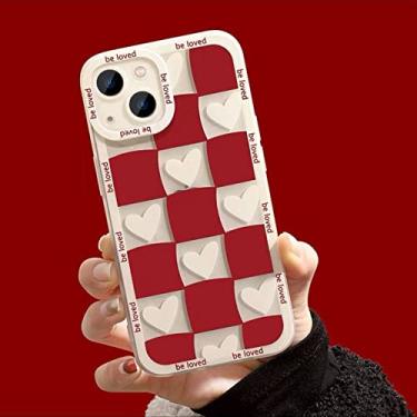 Imagem de Capa de telefone transparente Love Heart Lattice para iPhone11 12 13 14 Pro Max X XR XSMax 14Plus 13Mini Capa de silicone macio em TPU, coração branco, vermelho, para mate50