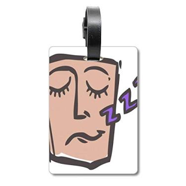 Imagem de Sleep Abstract Face Sketch Happy Suitcase Bag Etiqueta Bagagem Cartão de Bagagem Etiqueta Scutcheon