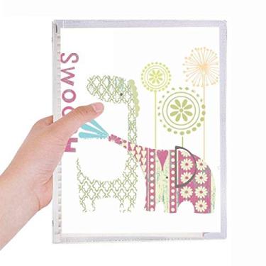 Imagem de Caderno verde de girafa Elefante Moinho de vento Folhas Soltas Diário Recarregável Diário Papelaria