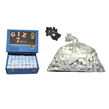 Imagem de Kit 1 Kg Giz Branco + 144 Azul + 20 Ponta Taco Sinuca Bilhar