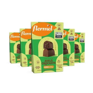 Imagem de Kit Pouch Flormel Bombom Recheado c/ Creme Avelã Crocante 60G c/ 5 Unidades-Unissex