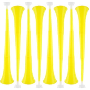 Imagem de Cagemoga 8 Pack 24 Inch Collapsible Vuvuzela Stadium Horn Plastic Cheering Blow Horn Trumpets Noisemakers for School Sports Events Sports Party Supplies (Yellow)