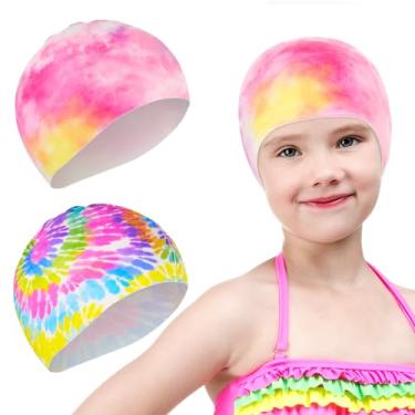Imagem de Touca de natação infantil de silicone durável para meninos e meninas, touca de natação à prova d'água para cabelos longos e curtos para manter o cabelo seco