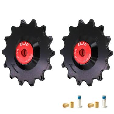 Imagem de DJC 12s Roda de rolamento de cerâmica para bicicleta, 2 peças de tensão para força rival AXS eTap T-Type Di2 11T 12T 13T 14T MTB Road Bike Derailleur traseiro para Shimano para Sram (vermelho 2 peças