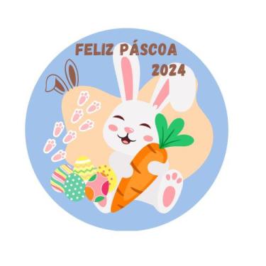 Imagem de 20 Adesivos redondos Feliz Páscoa 5cm - Folia de Cores