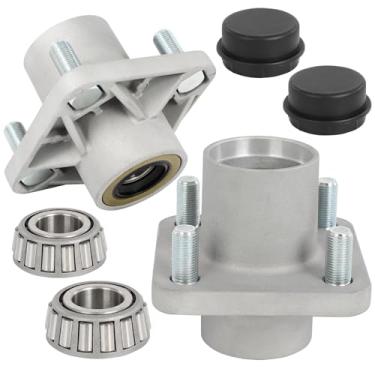 Imagem de FAHKNS Conjunto de cubo de roda dianteira de carrinho de golfe de alumínio, compatível com carrinhos de golfe elétricos e a gás Club Car DS 1974-2003, substitui OEM # 1011892 (pacote com 2).