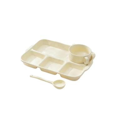 Imagem de Prato de café da manhã personalizado criativo e minimalista, utensílios de mesa de cerâmica para jantar em casa - conjunto de 3 peças - branco leite brilhante